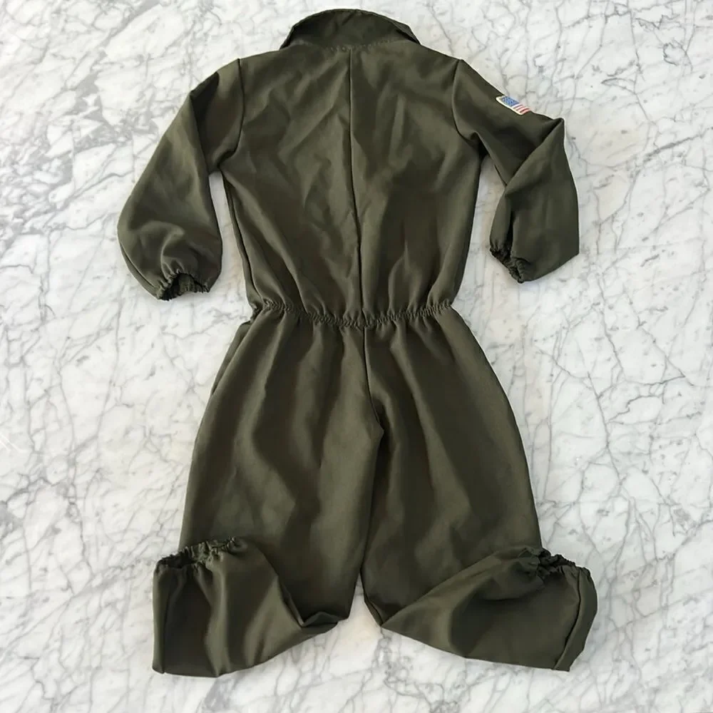 Air Force Top Gun Aviation Flight Suit Olive Drab Patches Sz 7/8